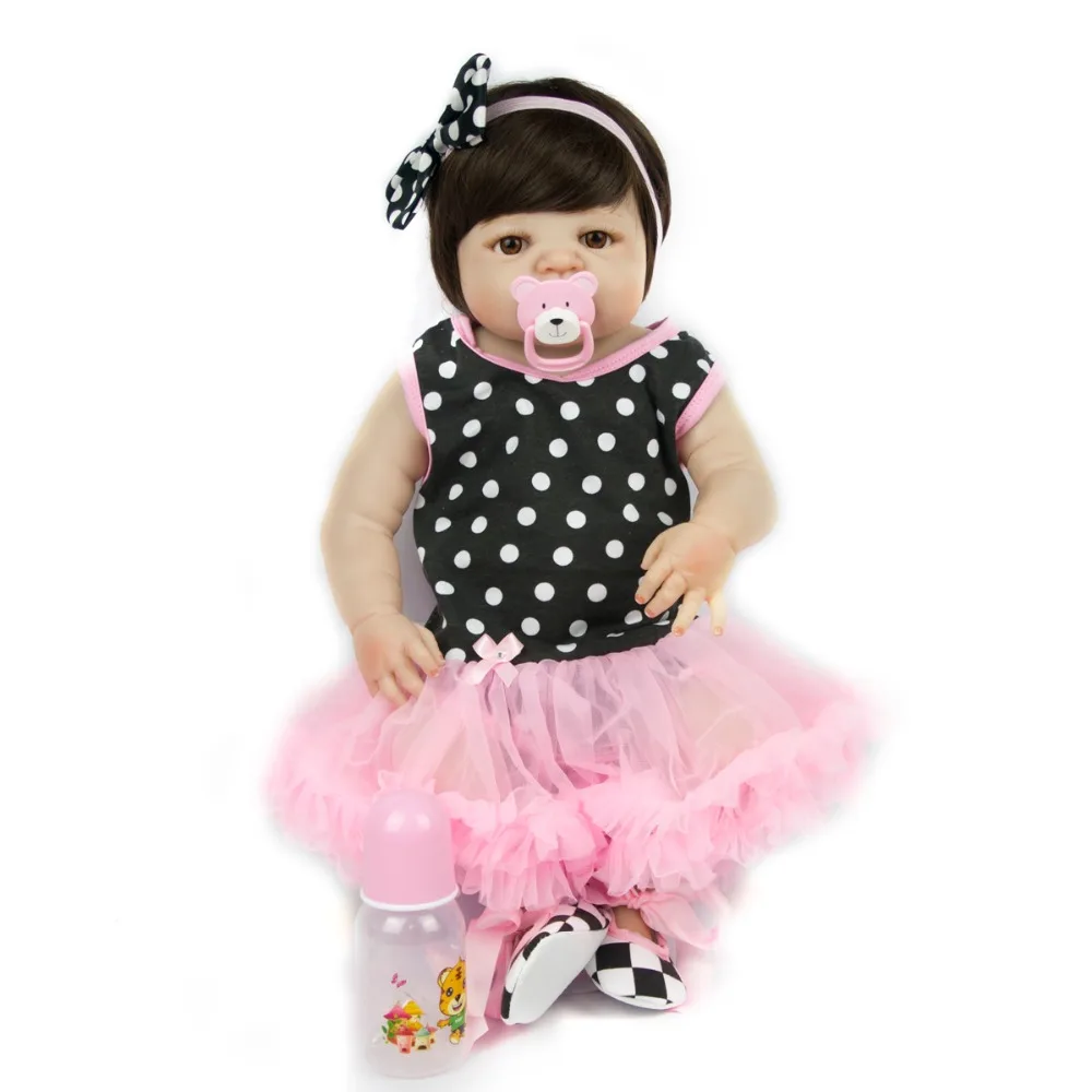 

Forrsdor 57cm Fashion pasted hair simulation cute newborn baby girl kids bedtime gifts full silicone reborn baby dolls