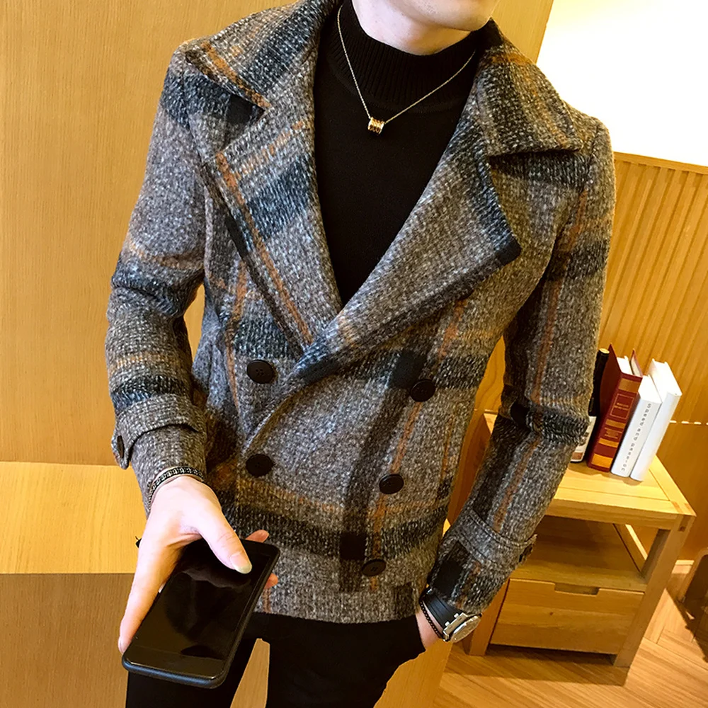 Мужская двубортная куртка XIU LUO осенне зимняя утепленная в английском стиле