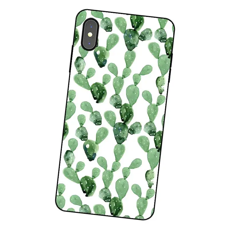 N278 кактус акварельный Черный силиконовый чехол для Apple iPhone 11 Pro XR XS Max X 8 7 6 6S Plus 5 5S SE