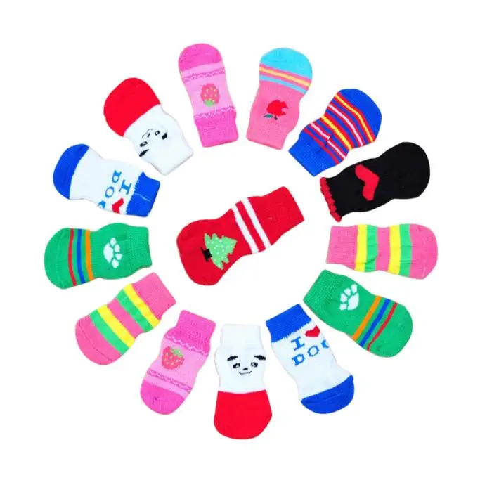 Transer Dog Sock 4Pcs Cute Puppy Dogs Pet Knits Socks Anti Slip Skid Bottom Cotton Random Drop Shipping Dot10 P40 | Дом и сад