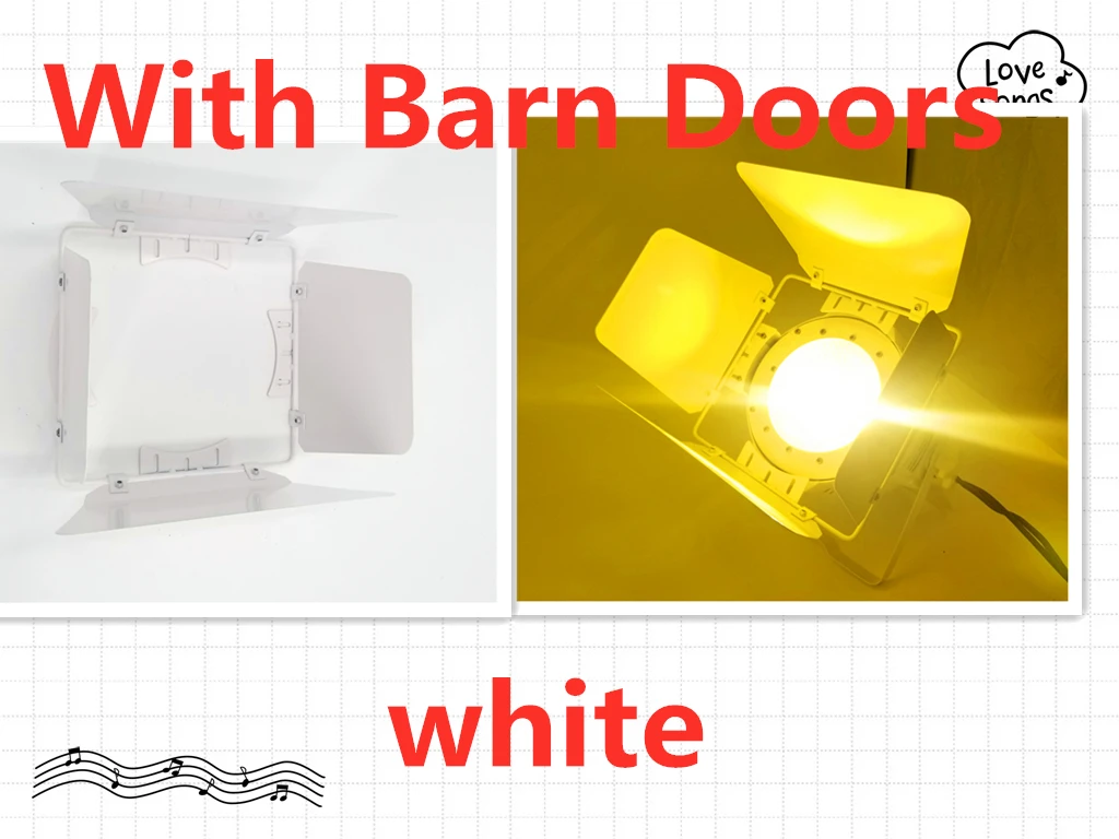 with barndoor white 200 Вт COB светодиодный светильник RGBWA UV 6в1 dj светильник светодиодный DMX ДИСКО сценический светильник ing effects - Цвет: with barndoor white