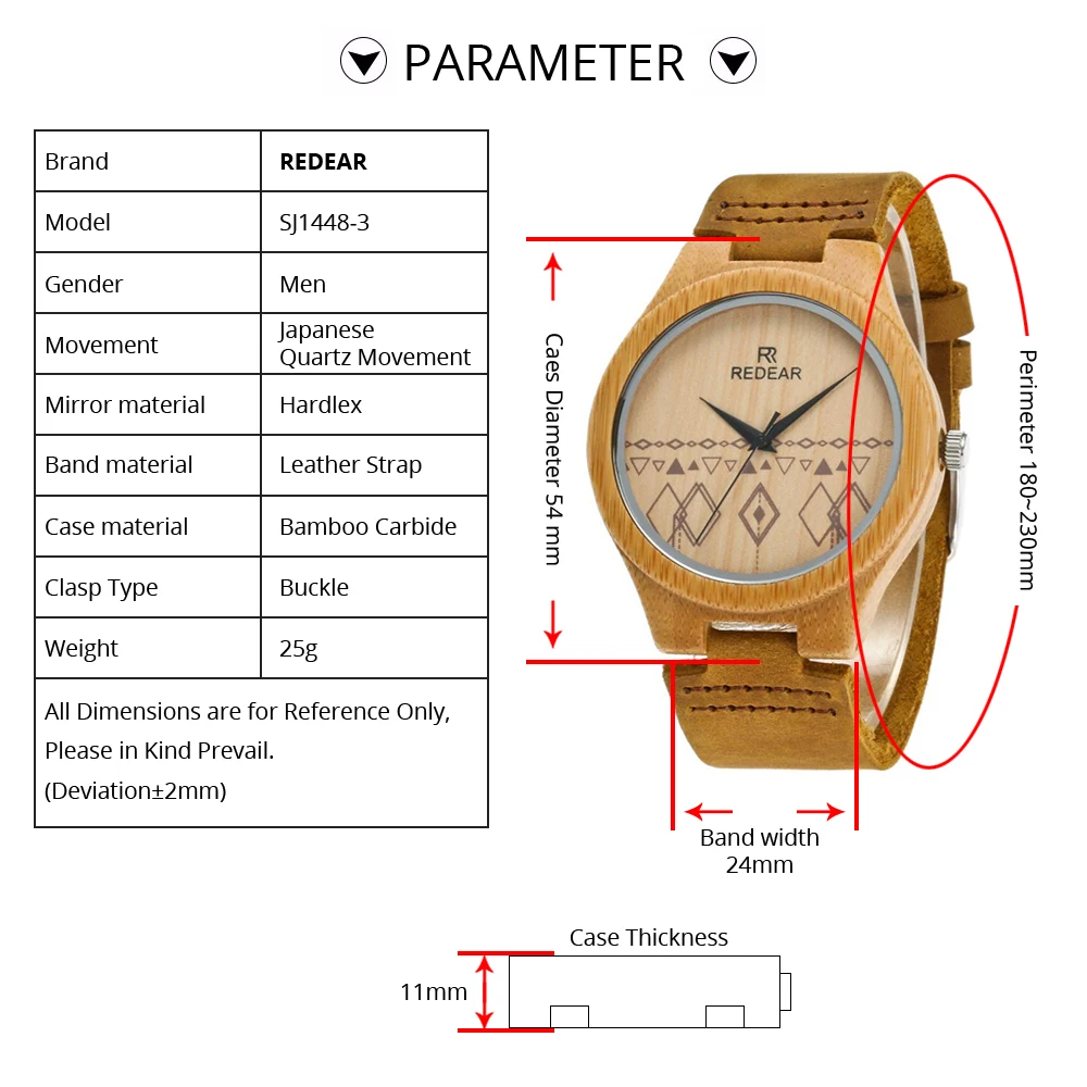 REDEAR Luxury Brand Couples Bamboo Carbide Watches Half Patterns Dial Face Famous Brand Quartz Watch