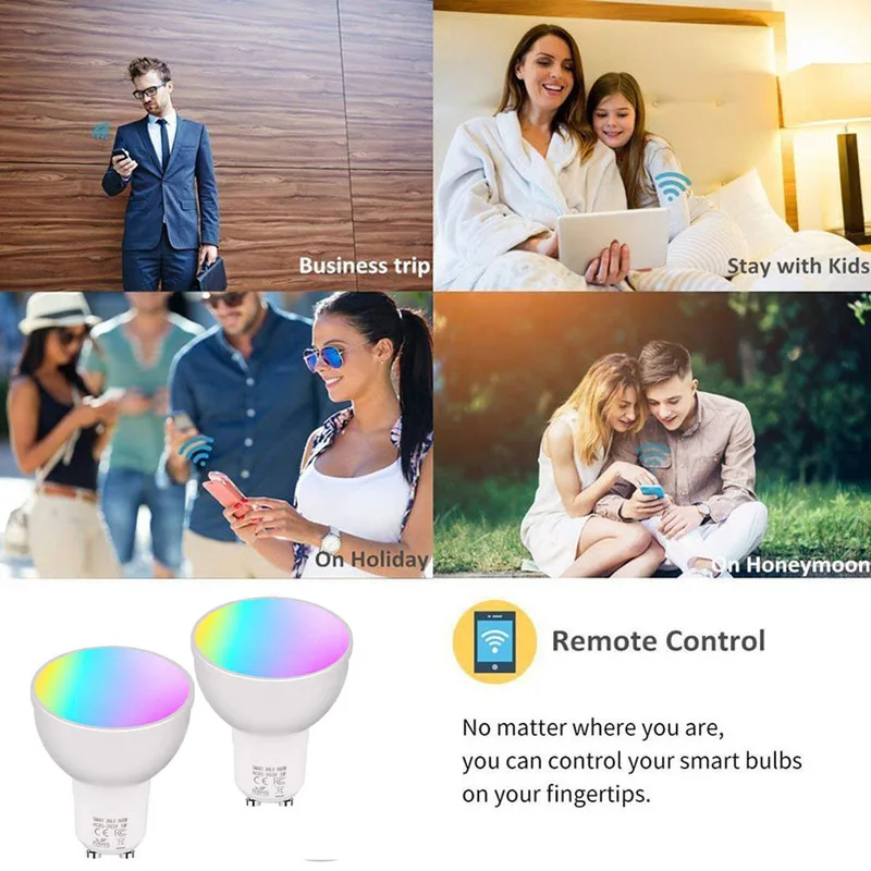 Умная лампа GU10/5 3 RGBW 5 Вт WiFi Led с регулируемой яркостью Совместимость Alexa и Google Home