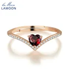 Кольцо LAMOON женское из серебра 925 пробы с гранатом красного цвета в форме сердца, RI003-2