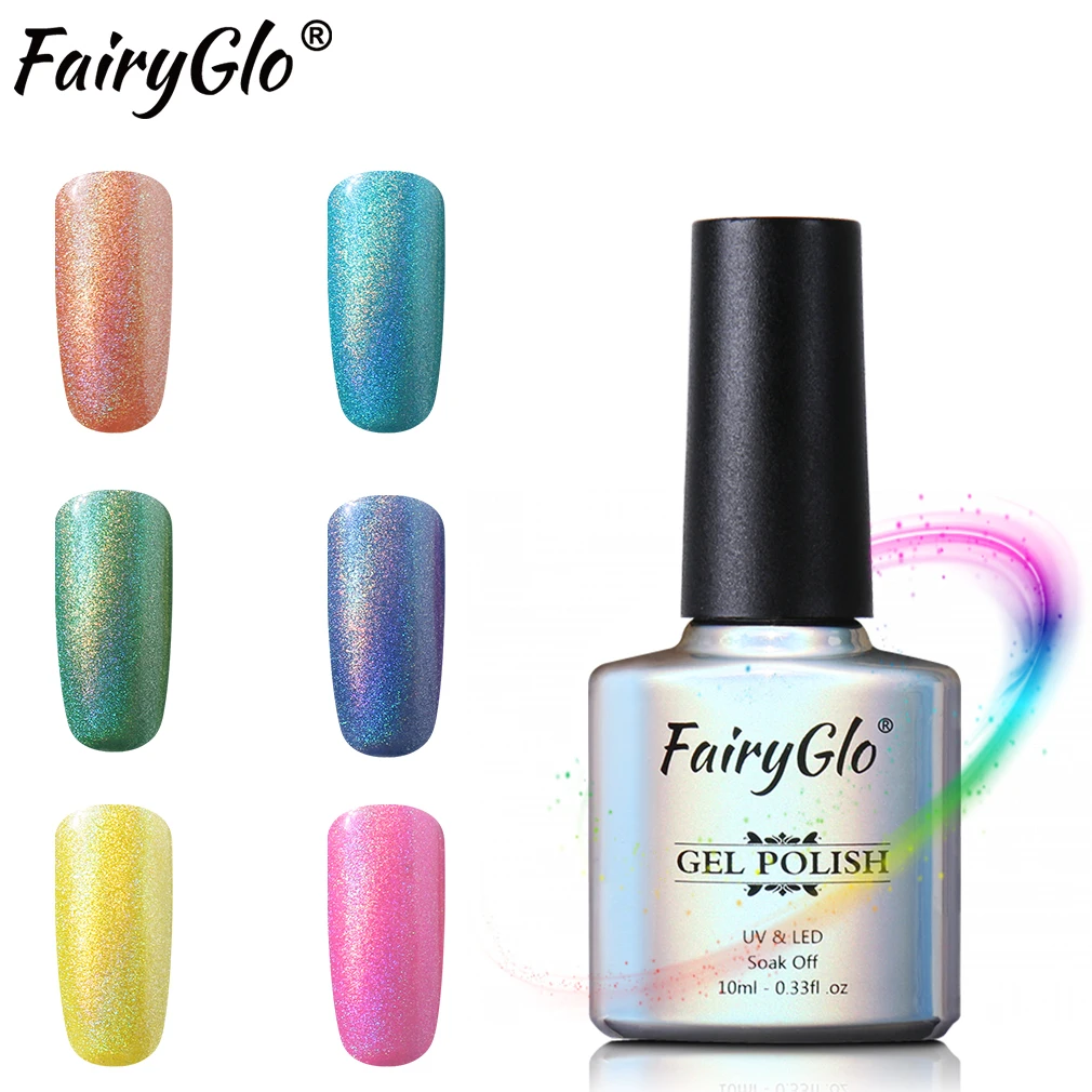 FairyGlo10ML Радужный цвет УФ гель лак для ногтей Гель Блестящий маникюрный цветной