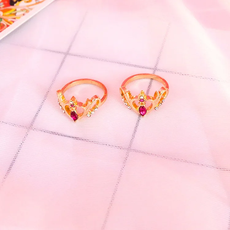 Аниме Сейлор лунное кольцо Корона полые сладкое сердце кольца ювелирные изделия