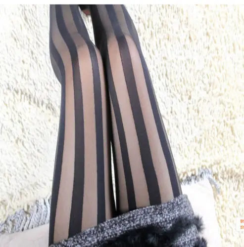 Пикантные женские пикантные облегающие черные полосатые сетчатые жаккардовые