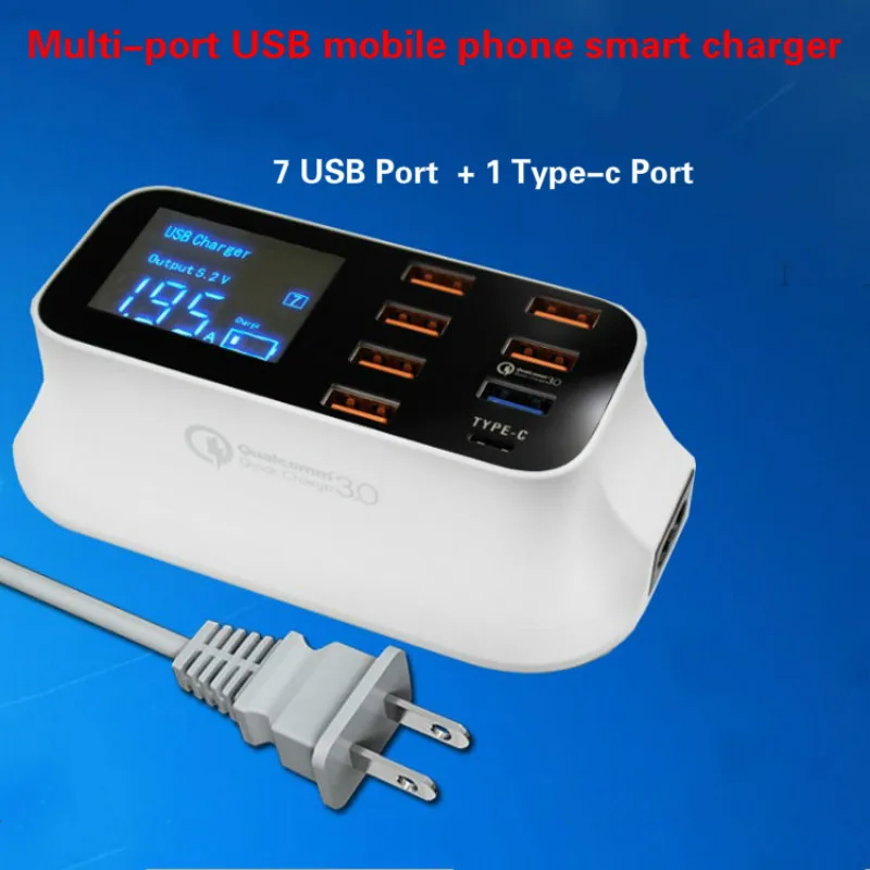 QC3.0 телефон со светодиодным дисплеем 8 USB портов|Адаптеры для розеток| |
