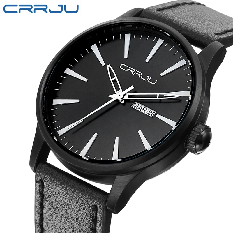 

CRRJU Genuine Leather Man Watch 2016 Quartz Watch Men Relogio Masculino Clock Men's Wristwatch Montre Homme relojes hombre
