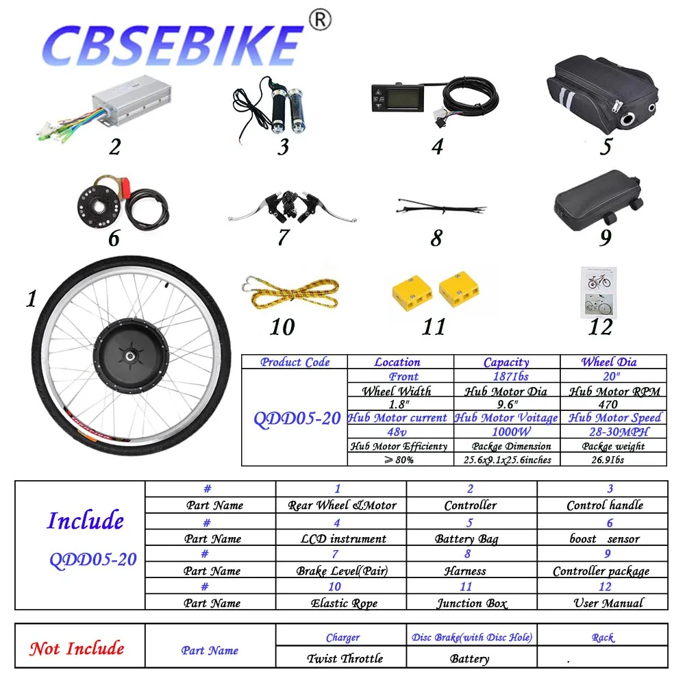 20inch 48v1000w QDD5 CBSEBIKE Ebike рама комплект Электрический велосипед 20 дюймов переднее колесо комплект высокоскоростное преобразование QDA06-20 - Цвет: 20inch 48v1000w QDD5