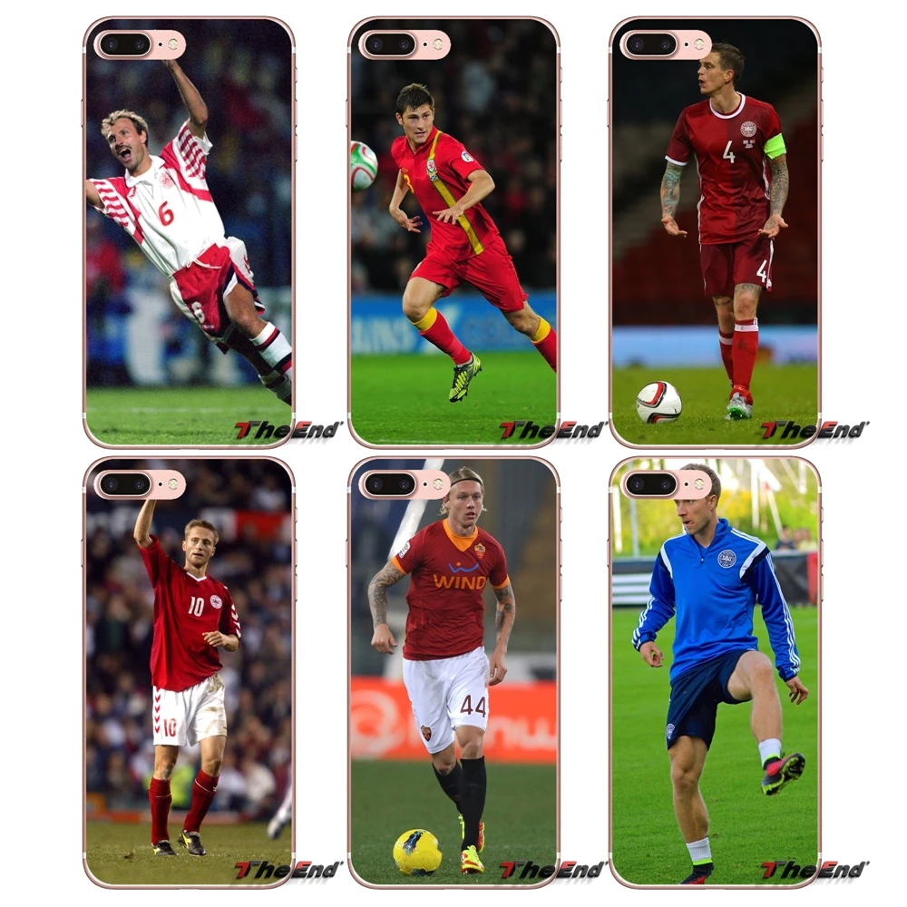 Силиконовые чехлы Дания футбольный плеер для iPhone X 4 4S 5 5S 5C SE 6 6S 7 8 Plus Samsung Galaxy J1 J3 J5 J7
