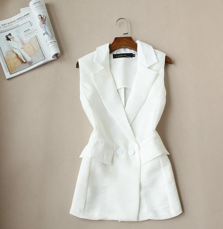 Модный белый жилет костюм Женский Летний Новый Повседневный Темперамент без