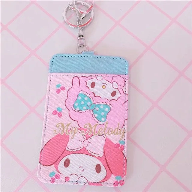 A Kawaii мультфильм Китти Две звезды автобус карты setsstudent Многофункциональный держатель карты чехол с ремешком - Цвет: A