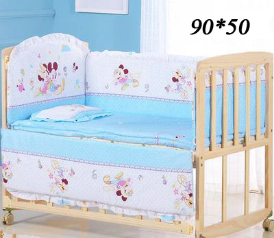 90-50 Blue Micky 5 шт./компл. детская кроватка бампер с рисунком героев из мультфильма; хлопок Детские Постельное белье бампер Детское покрывало для кровати номер Декор ZT19 - Цвет: 90-50 Blue Micky