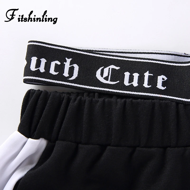 Fitshinling Athleisure уличная Женская Штаны пояса черные женские брюки модная зимняя