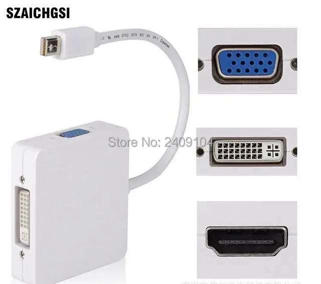 SZAICHGSI 3 в 1 Mini DP DisplayPort для HDMI/DVI/VGA Display Port кабель адаптер Apple MacBook Pro Air mini Для iMac 50