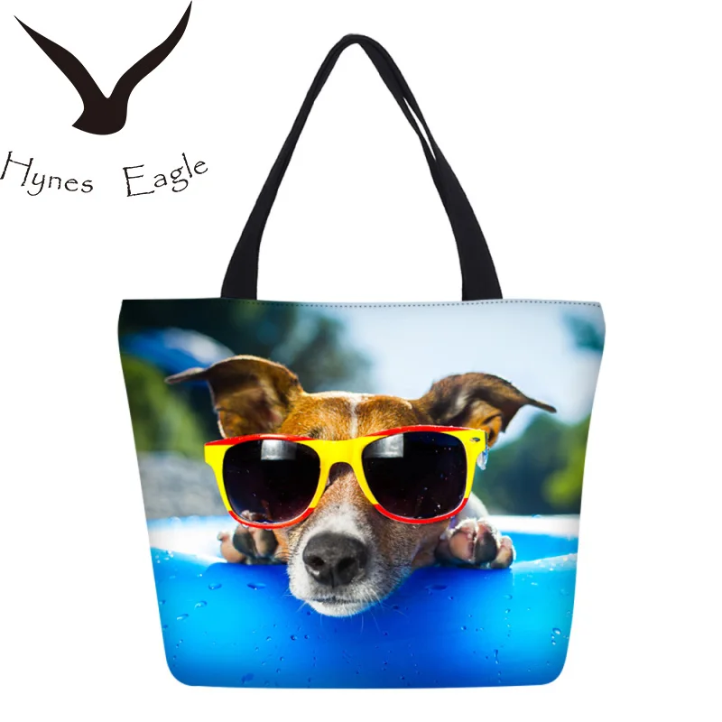 Hynes Eagle Canvas Hangbags Women Cute Cat Dog Crossbody Bags Shoulder Bag Female Foldable Portable Casual Tote Bolsos Mujer | Багаж и