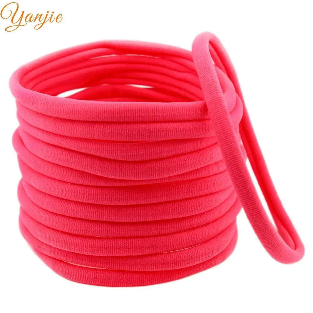 neon pink 12 шт./лот Мягкий Нейлон Оголовье Тощий Детские Эластичные Повязки Малышей Волос Группа девушки DIY Волосы Луки Эластичный Лента Для Волос Волос Галстуки Дети Волос аксессуары - Цвет: neon pink