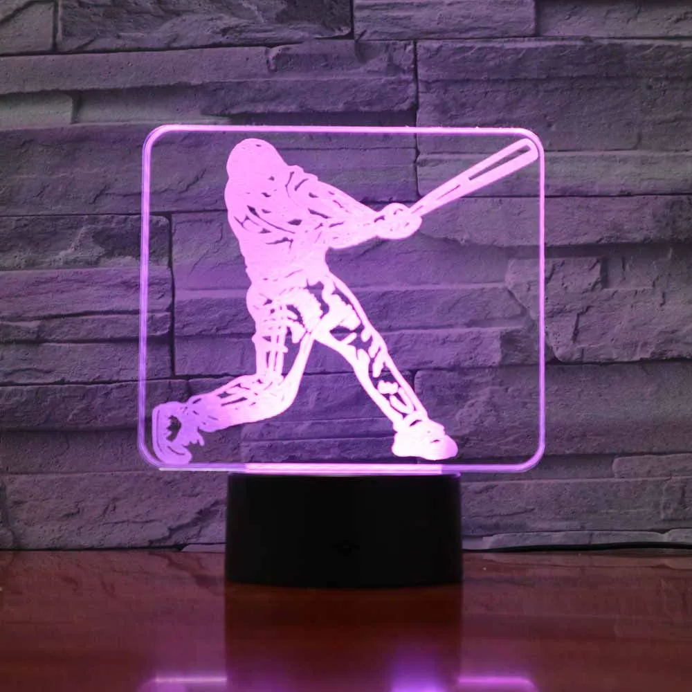 3D иллюзия ночник 7 видов цветов Изменение стола Декор лампа игра Бейсбол спальня