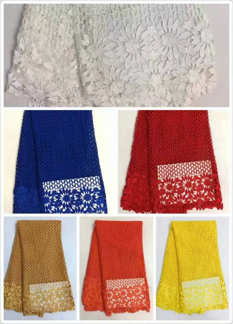 Нигерийская популярная Тяжелая гипюровая кружевная ткань африканская с