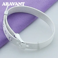 925 silver mesh watch belt bracelet for women men fashion jewelry gifts
