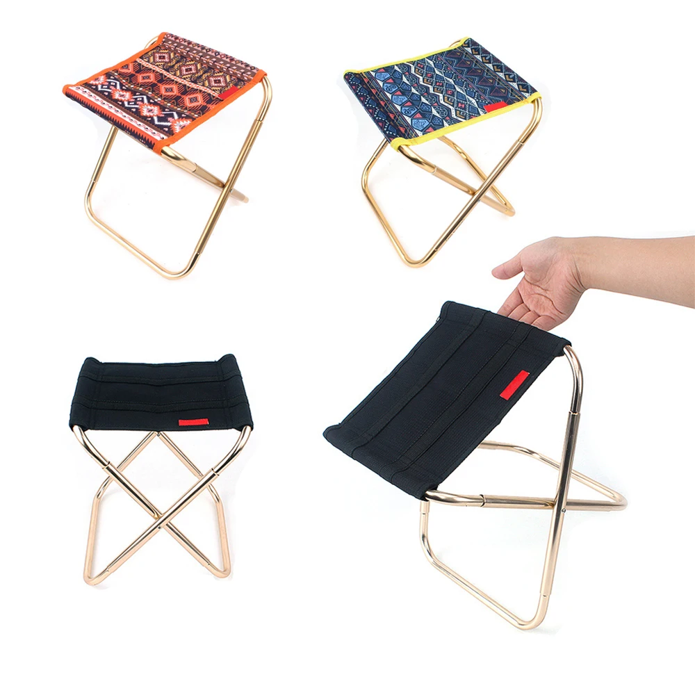 

Printed Oxford Mini Folding Chair Portable Lightweight Seat Bench With Storage Bag Outdoor Camping Fishing Picnic Tools