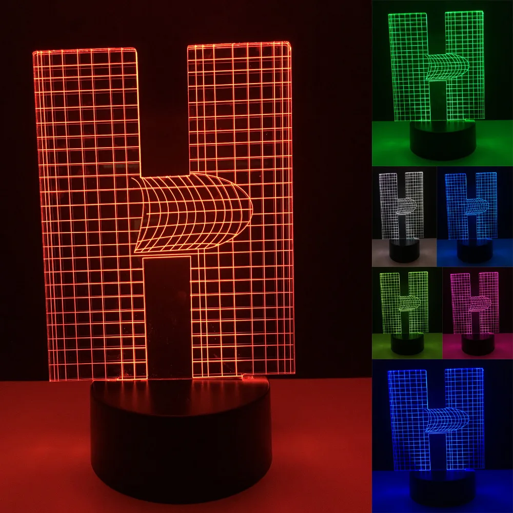 Новинка 3D Алфавит буквы H лампа 7 видов цветов градиентный стол Led RGB сенсорное