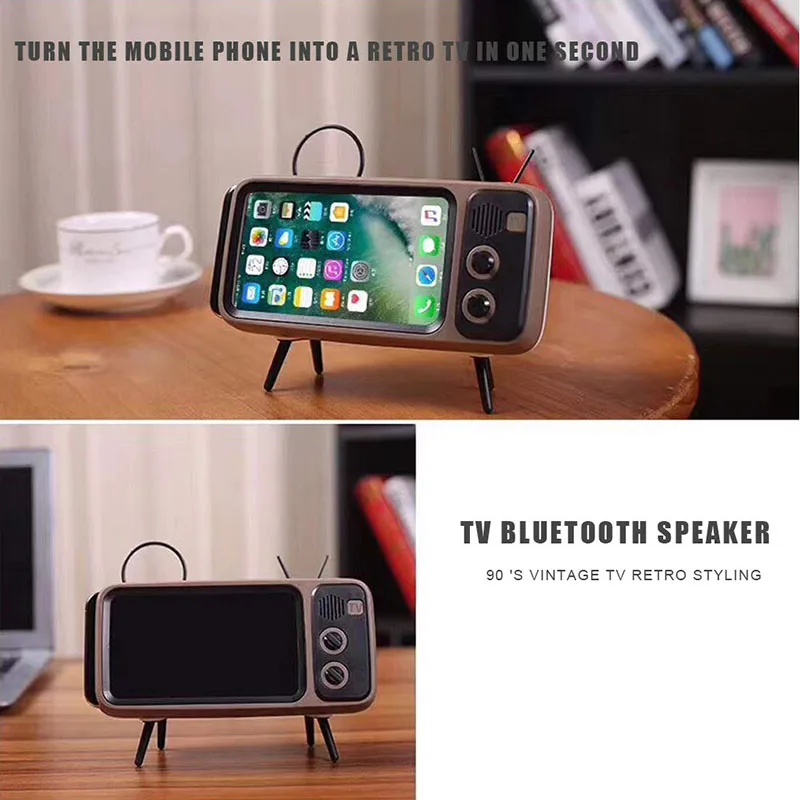 Bluetooth спикер телефон держатель громкий Динамик Ретро ТВ Портативный