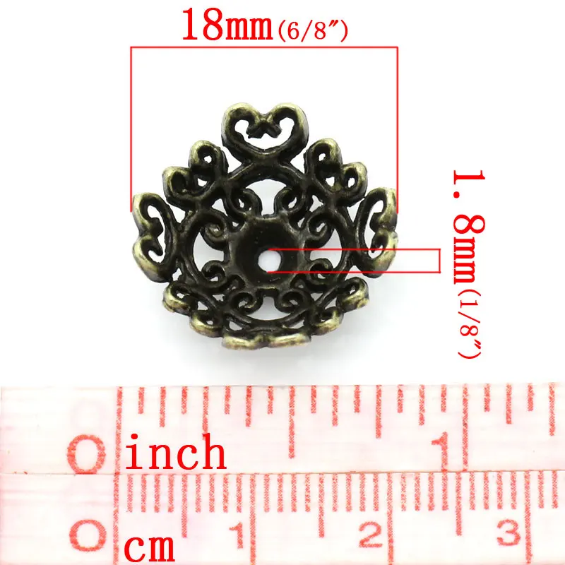 DoreenBeads Бусины Из Цинкового металлического сплава колпачки из античной бронзы