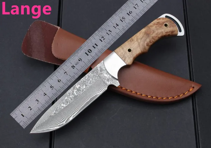Lange Бесплатная доставка нож из дамасской стали с фиксированным лезвием лисы