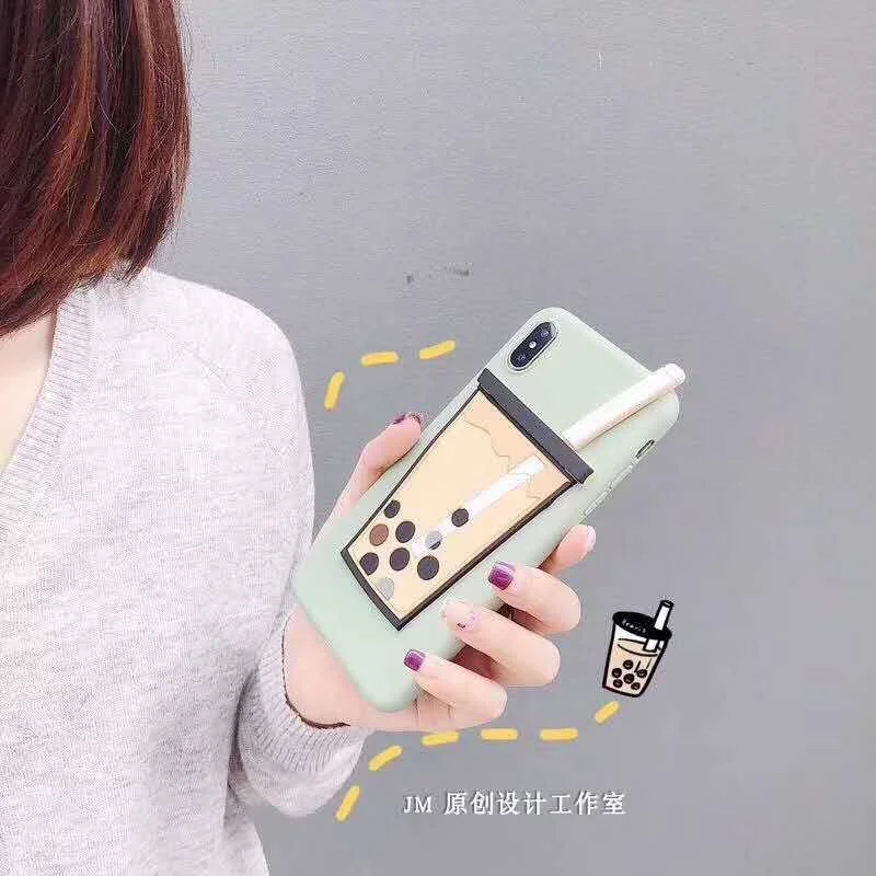 Корейский 3D чехол для телефона с пузырьками чая iPhone XS MAX XR чехлы Матовая Мягкая