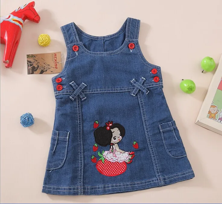 Новое Детское модное милое джинсовое платье одежда платье-жилет бесплатная