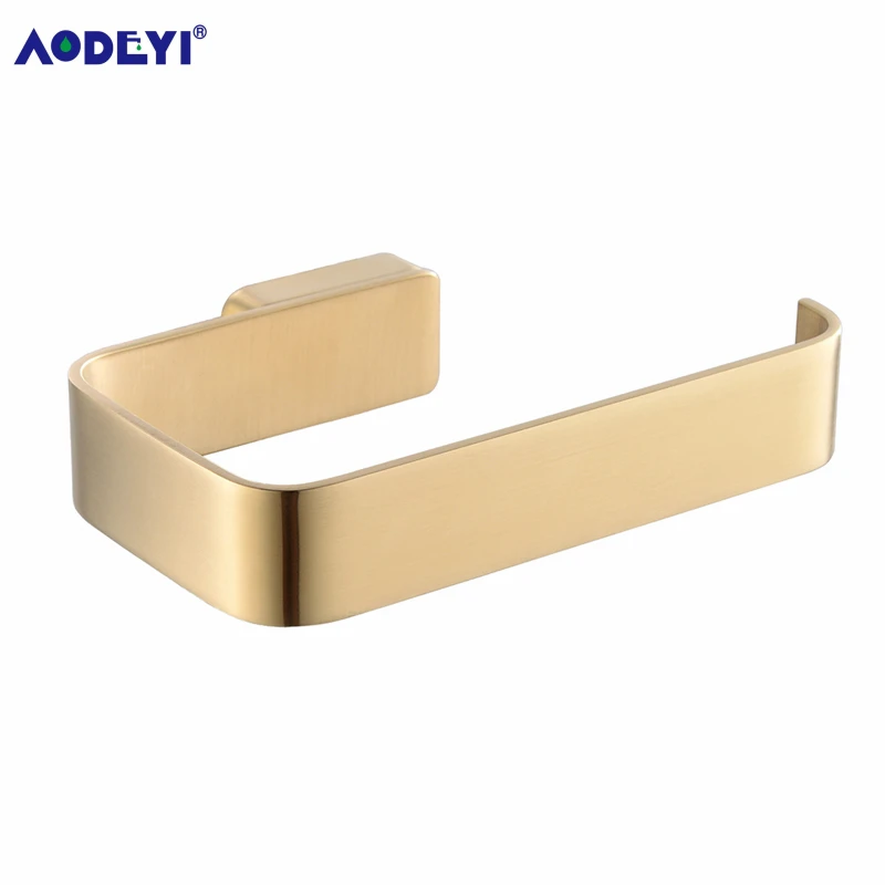 Paper Holder Роскошный набор аксессуаров для ванной комнаты, матовый золотой латунный крючок для халата, держатель для бумаги, Полка для полотенец, настенное крепление, аксессуары для ванной комнаты - Цвет: Paper Holder