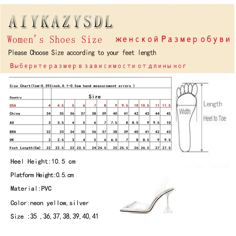 AIYKAZYSDL Women Pointed Toe Sandals Neon Yellow Green Slingback Pumps Clear Transparent High Heels Crystal Rhinestone Shoes 41 images - 6