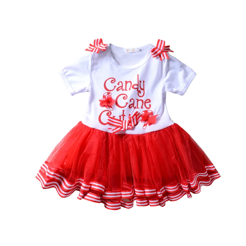 

Baby Girl Christmas Dress Candy Princess Holiday Party Red Casual Tutu Tulle Dress Letter Ball Gown Girl Clothes