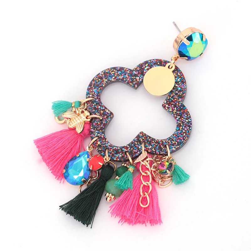 Sehuoran Brincos серьги с кисточками для женщин Полимерные Подвески висячие Boho Oorbellen Crystal