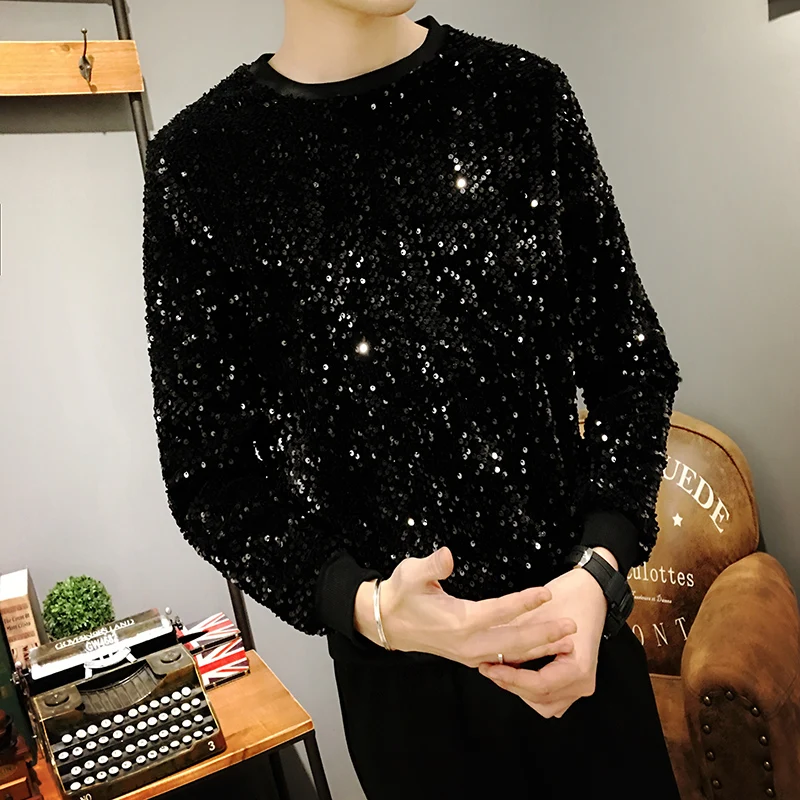 2020 мужские золотые свитшоты с Блестками одежда для сцены костюм BlingBling ночного