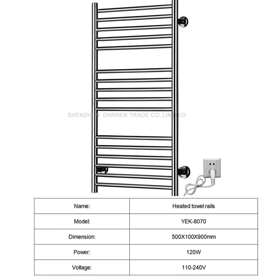 

1pcs Heated Towel Rail Holder Bathroom AccessoriesTowel Rack Stainless Steel ElectricTowel Warmer Towel Dryer 120W