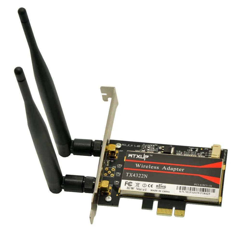 Wi fi адаптер Broadcom BCM43224 2 4 ГГц и 5 0 300 Мбит/с PCI 1X/4X/8X/16X/ E с антенной 6DBi для Windows 7/8/10/Mac|wifi
