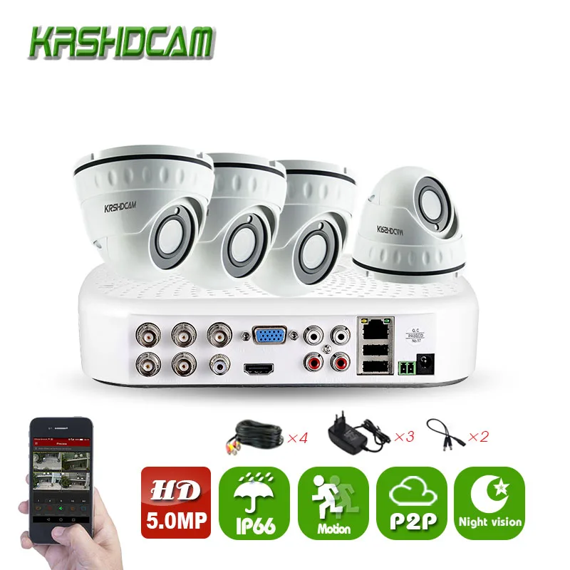 KRSHDCAM 4CH CCTV Системы 5.0MP AHD DVR 4 шт. купол Водонепроницаемый indoor/Outdoor безопасности