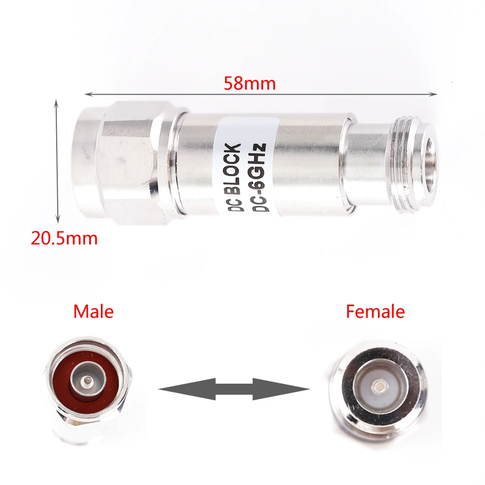 2 Вт Type-N/SMA штекер к гнезду DC-Block DC-6.0GHz 50ohm радиочастотный коаксиальный блок SWR 1