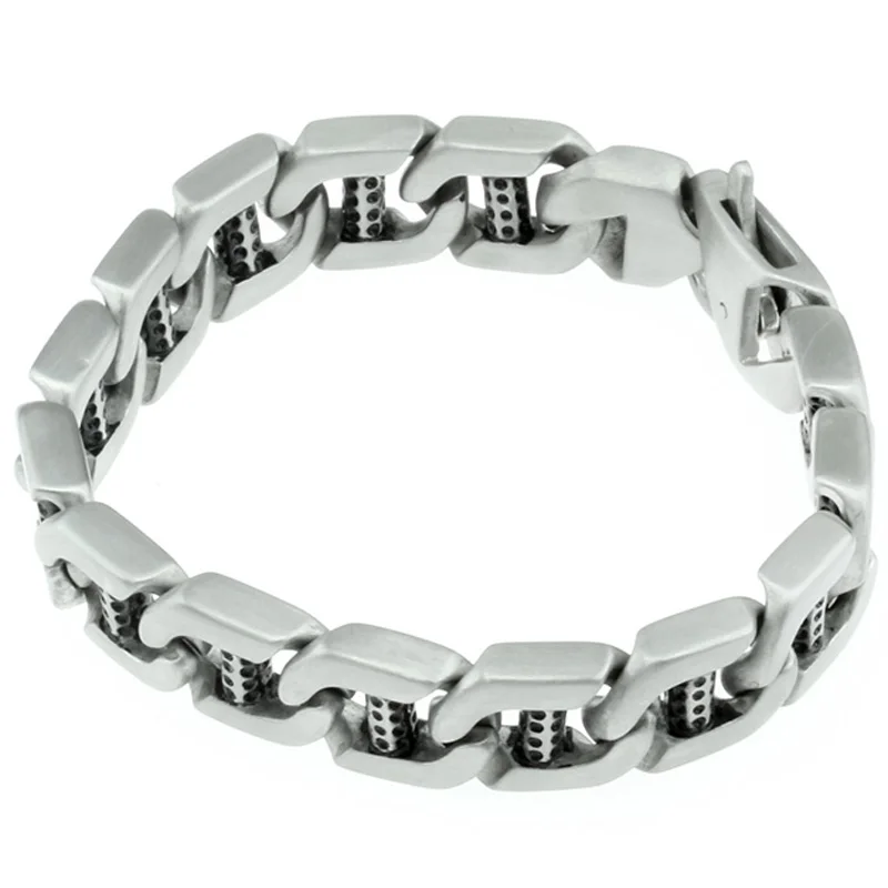Браслет мужской модный в стиле хип хоп серебристый из нержавеющей стали 15м9
