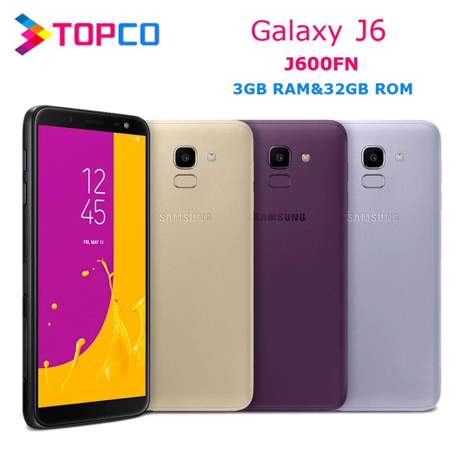 Мобильный телефон Samsung Galaxy J6 J600FN оригинальный разблокированный LTE на базе Android Восьмиядерный Exynos 5 6 дюйма 13 МП