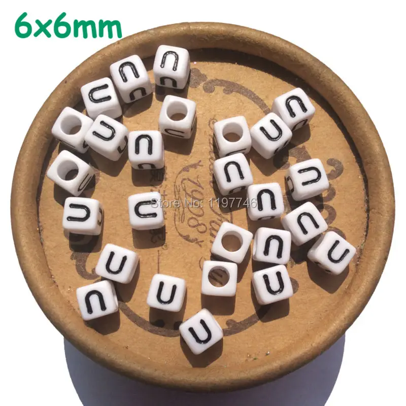 

Acrylic Letter Bead White Cube Alphabet Spacer Loose Beads Accessories For diy Bracelet Necklace Jewelry Making 2600pcs 6mm