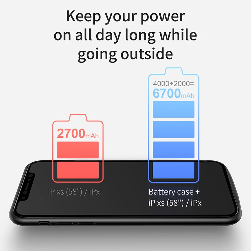 Чехол для зарядного устройства Baseus 4000 мАч для iPhone XS X, внешний аккумулятор, чехол для зарядки, чехол для внешнего аккумулятора для iPhone Xs X S, задняя крышка