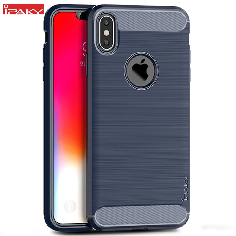 Чехол IPAKY для iPhone XS Max силиконовый чехол из ТПУ и углеродного волокна матовый