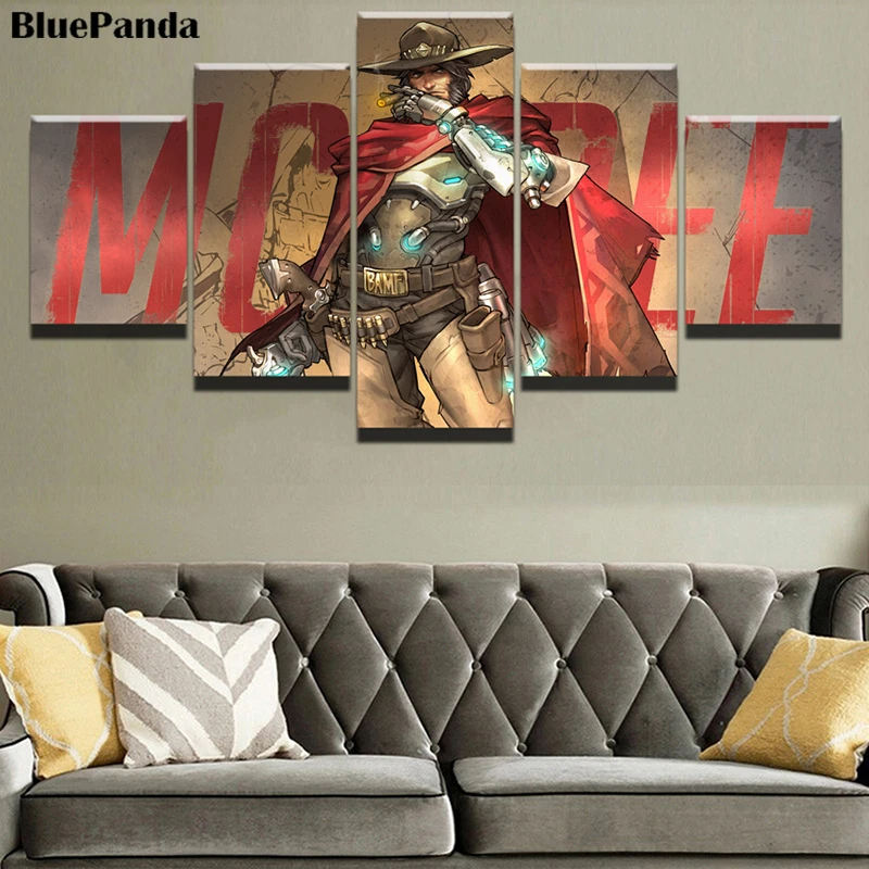 5 шт. Mc Cree Overwatches игра HD Холст Картина маслом плакат картина для спальни офиса