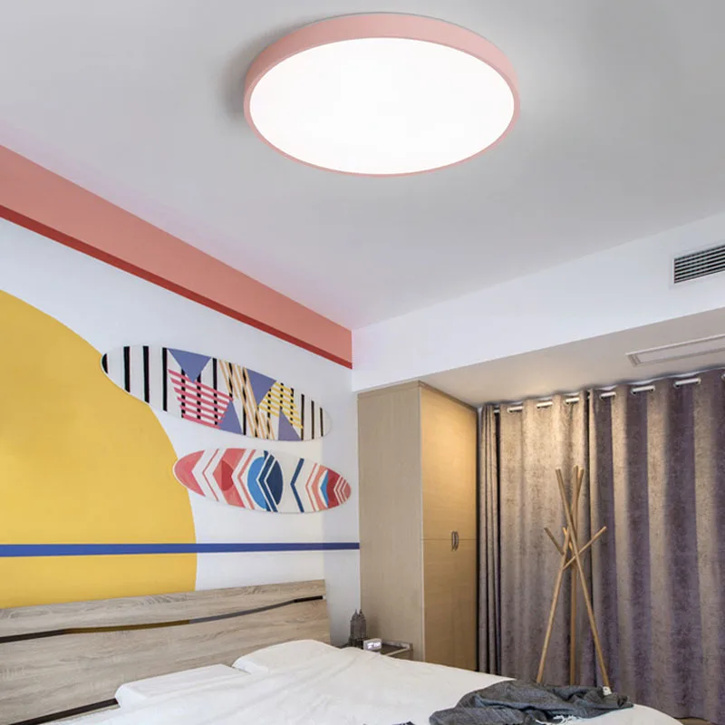 Современный ультра тонкий светодиодный потолочный светильник круглый для