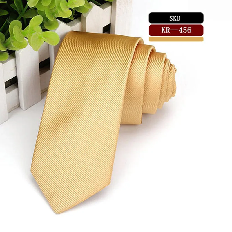 STKR 456 KR456-477, 6 см, брендовые, полиэфирные, шелковые галстуки, мужские, тонкие, обтягивающие, узкие, костюмы, галстук, однотонный, желтый, красный, темно-синий, фиолетовый, вечерние галстуки - Цвет: STKR 456