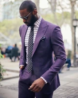 purple fashion mens slim fit suits men two buttons peak lapel tuxedos suits 2 pieces tailor costume suits men jacket pants
